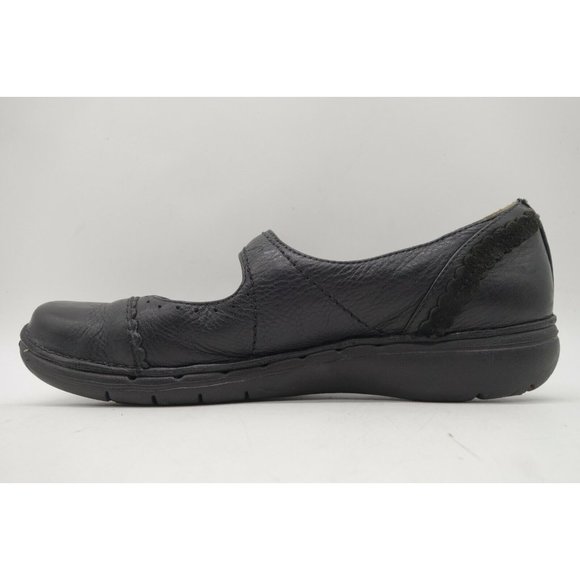 Clarks Unstructured Black Leather Casual Adjustable Loafers Shoes Women's 7.5 M - Picture 2 of 10